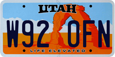 UT license plate W920FN
