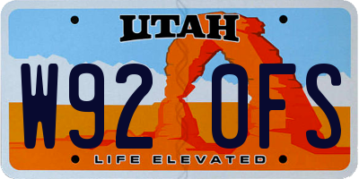 UT license plate W920FS