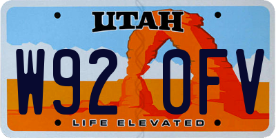 UT license plate W920FV