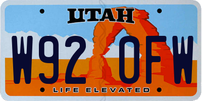 UT license plate W920FW
