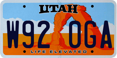 UT license plate W920GA