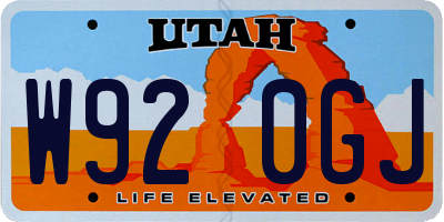 UT license plate W920GJ