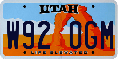 UT license plate W920GM