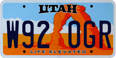 UT license plate W920GR