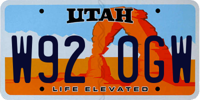 UT license plate W920GW