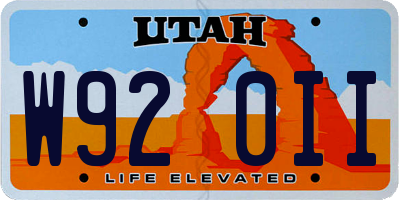 UT license plate W920II