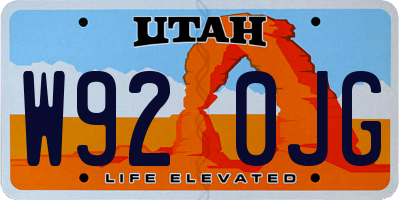 UT license plate W920JG