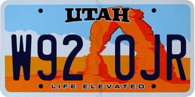UT license plate W920JR