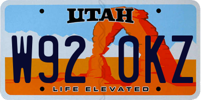 UT license plate W920KZ