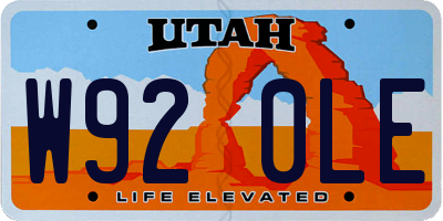 UT license plate W920LE