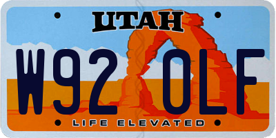 UT license plate W920LF