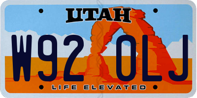 UT license plate W920LJ