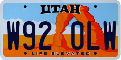 UT license plate W920LW