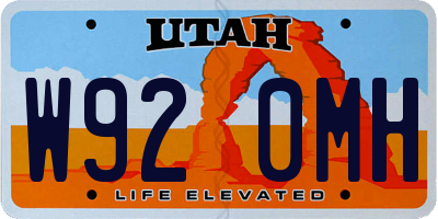 UT license plate W920MH