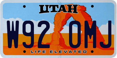 UT license plate W920MJ