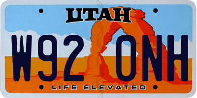 UT license plate W920NH