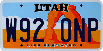 UT license plate W920NP