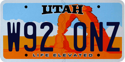 UT license plate W920NZ