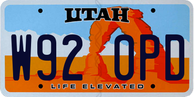 UT license plate W920PD