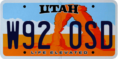 UT license plate W920SD