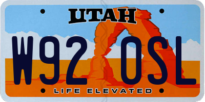UT license plate W920SL