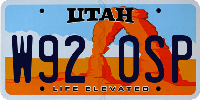 UT license plate W920SP