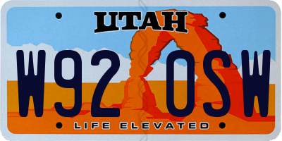 UT license plate W920SW