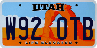 UT license plate W920TB