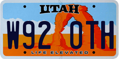 UT license plate W920TH