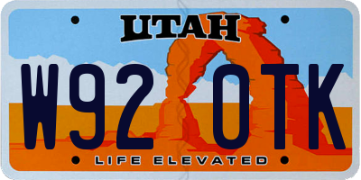 UT license plate W920TK