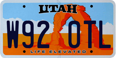 UT license plate W920TL