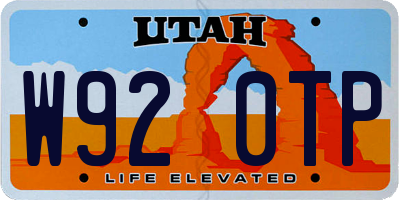UT license plate W920TP