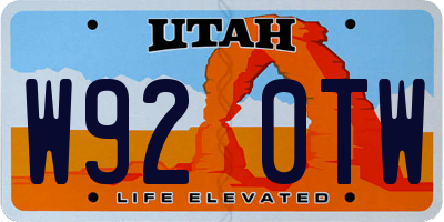 UT license plate W920TW