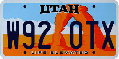 UT license plate W920TX