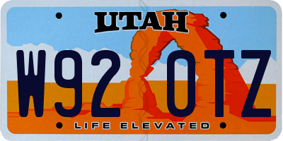 UT license plate W920TZ