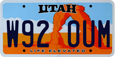 UT license plate W920UM