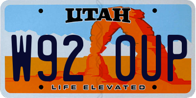 UT license plate W920UP
