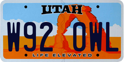 UT license plate W920WL
