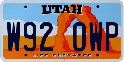 UT license plate W920WP