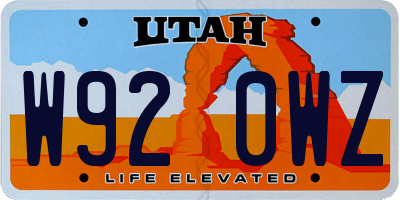 UT license plate W920WZ