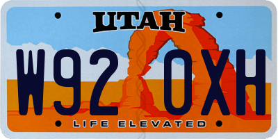 UT license plate W920XH