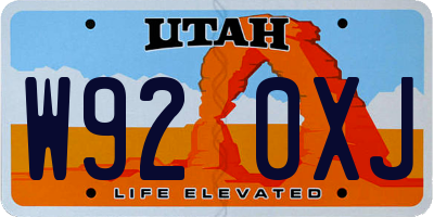 UT license plate W920XJ