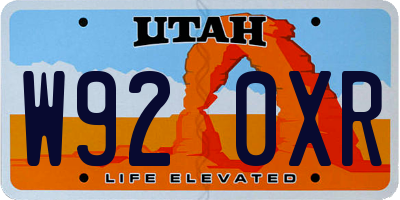 UT license plate W920XR