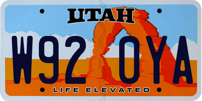 UT license plate W920YA