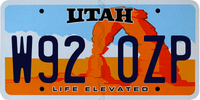 UT license plate W920ZP