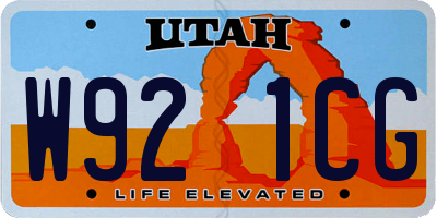 UT license plate W921CG