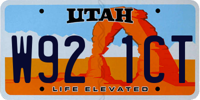 UT license plate W921CT