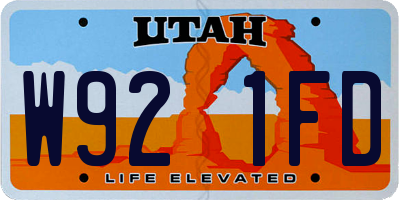 UT license plate W921FD