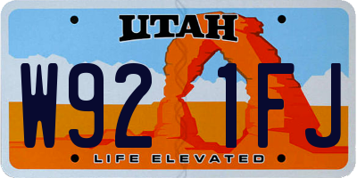 UT license plate W921FJ
