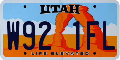 UT license plate W921FL